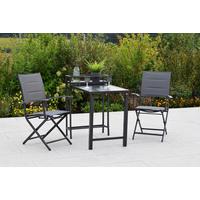 Vrtni Set Florenz, 3-Delni, Zložljiva Miza - siva/barve grafita, Moderno, kovina/tekstil - Gardenson