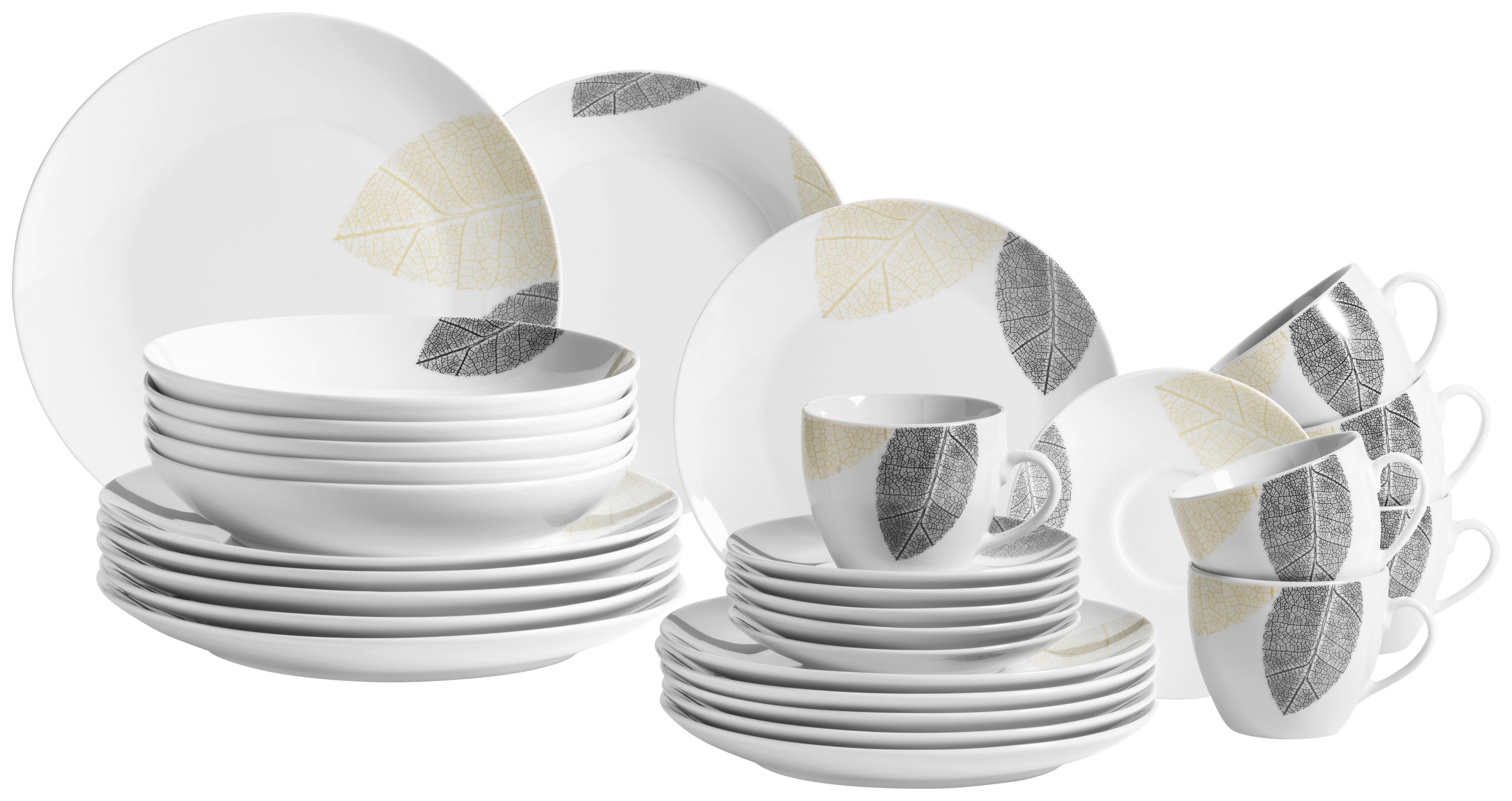 Kombiservice Jona aus Porzellan, 30-teilig - Weiß, Basics, Keramik - Mäser