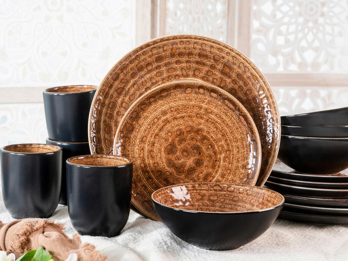 Kombinirani Servis Villa Romana Terra, 16-Delni - črna/rjava, keramika - Creatable