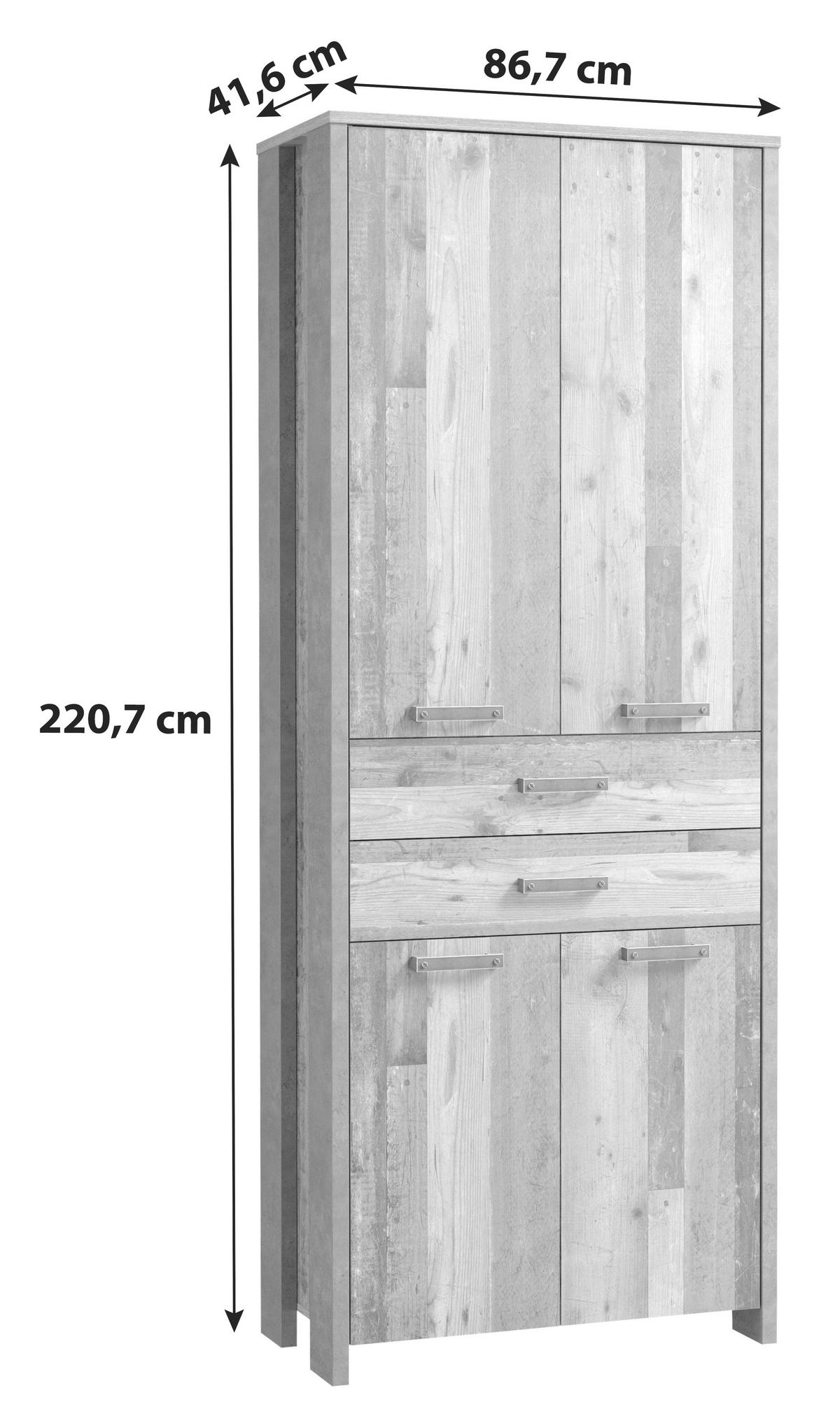 Arhivska Omara Cliff, Barva Hrasta, Temno Siva - temno siva/rjava, Konvencionalno, kovina/umetna masa (86/221/42cm) - MID.YOU