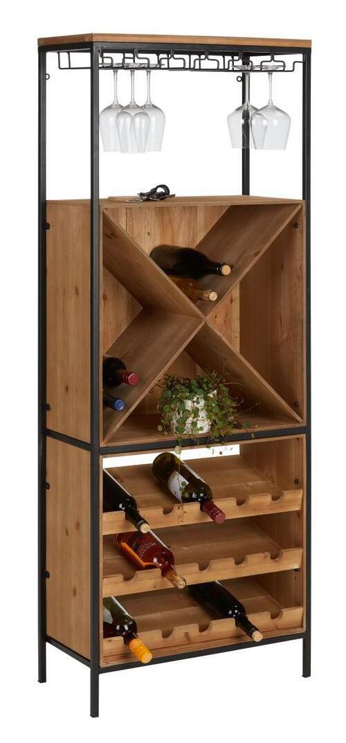 Barelement aus Tanne Teilmassiv - Hellbraun/Schwarz, Lifestyle, Holz/Holzwerkstoff (60/30/160cm) - Premium Living