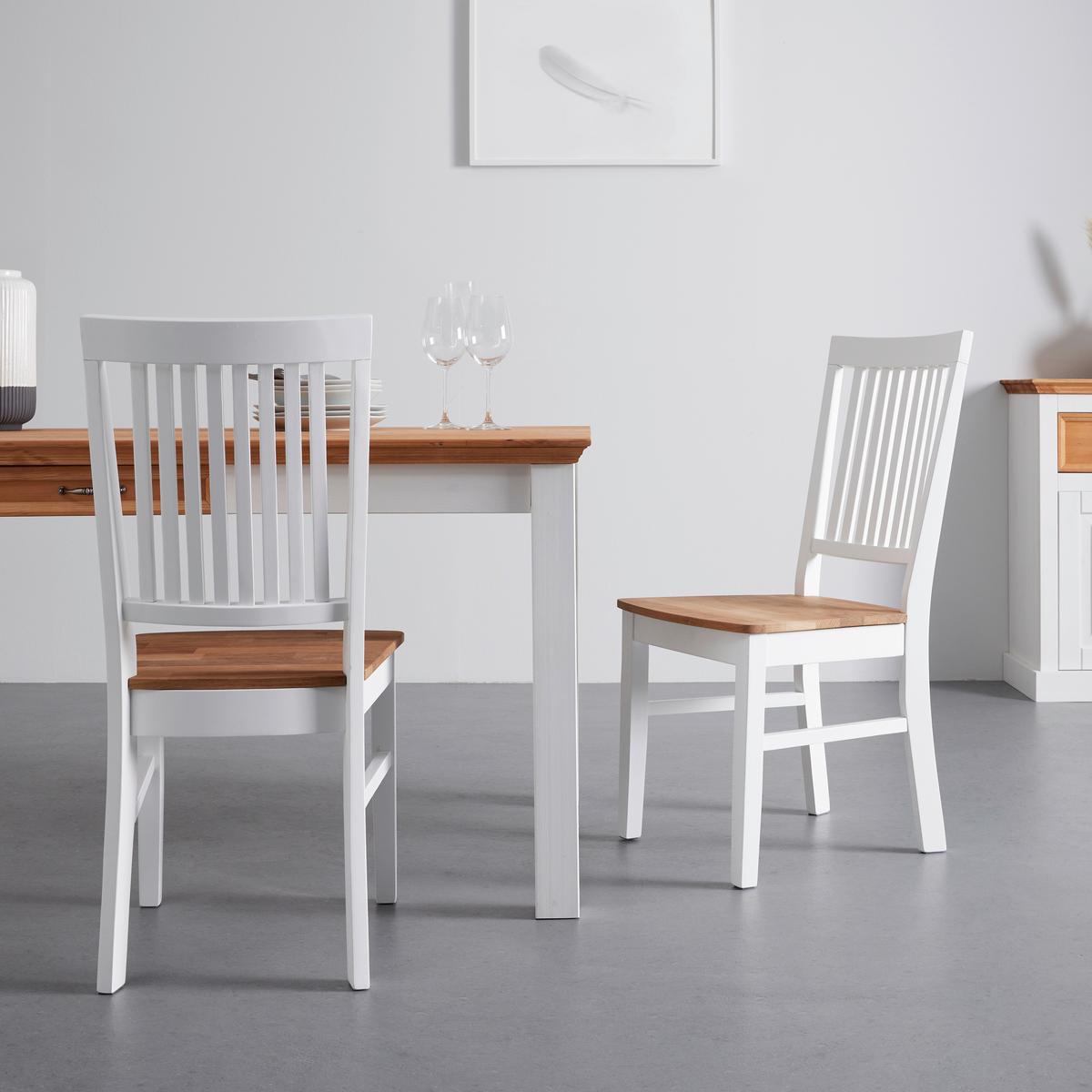 ZESTAW KRZESEŁ ANTALIA - kolor naturalny/biały, Modern, drewno (44/98/59cm) - Bessagi Home