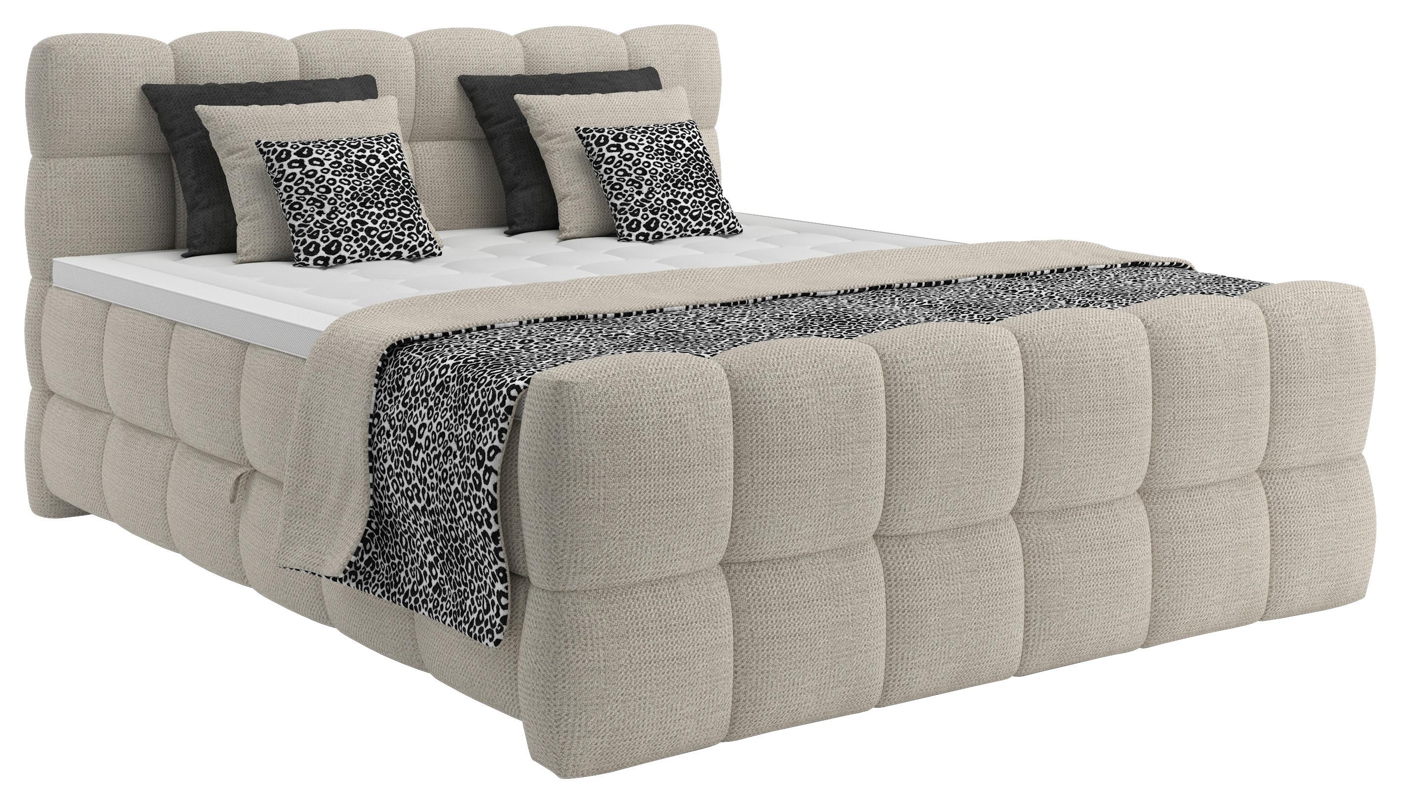 Boxspring Krevet Brisbane - crna/krem, Trend, drvni materijal/drvo (200/200cm) - Premium Living