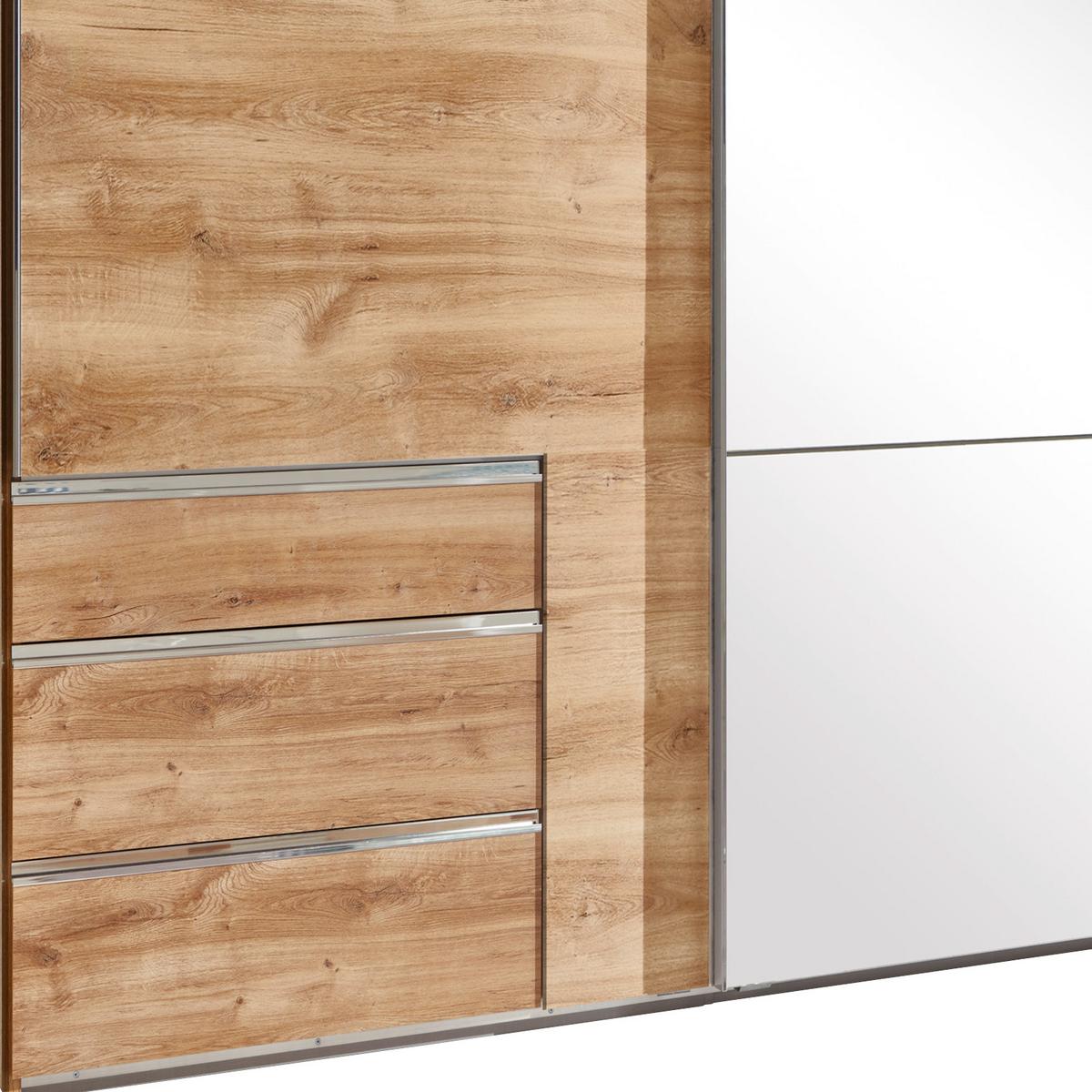 Ormar S Kliznim Vratima Level 36a - boje hrasta/boje kroma, Moderno, staklo/drvni materijal (200/216/65cm) - Modern Living