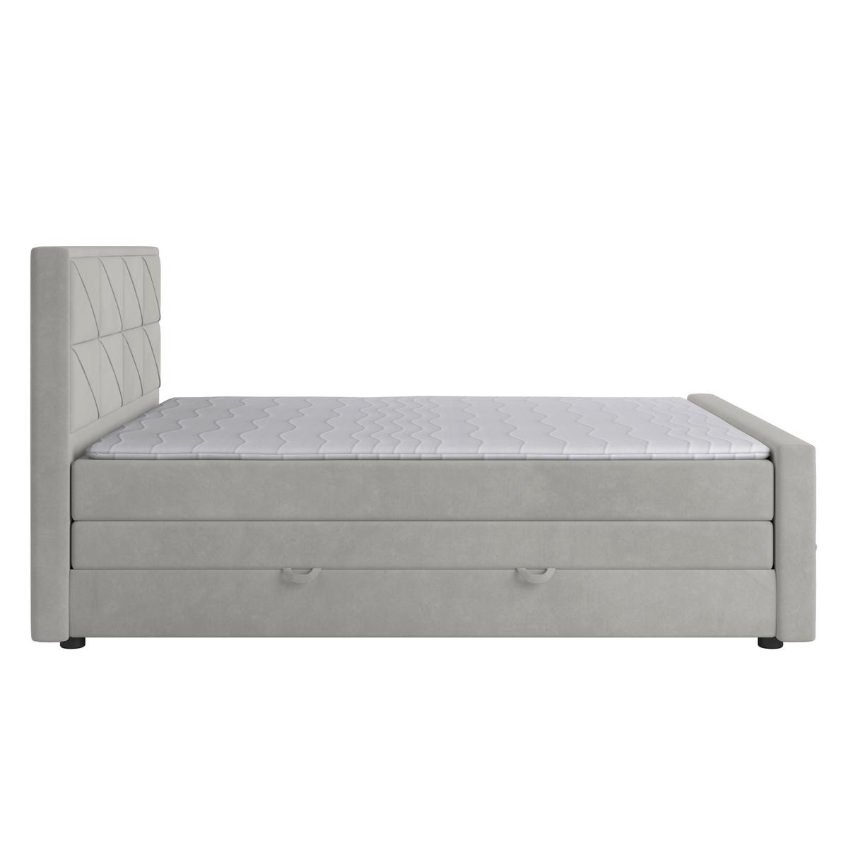 Boxspringbett Helsinki ca. 180x200 cm Hellgrau - Hellgrau/Schwarz, MODERN, Karton/Holzwerkstoff (180/200cm) - MID.YOU