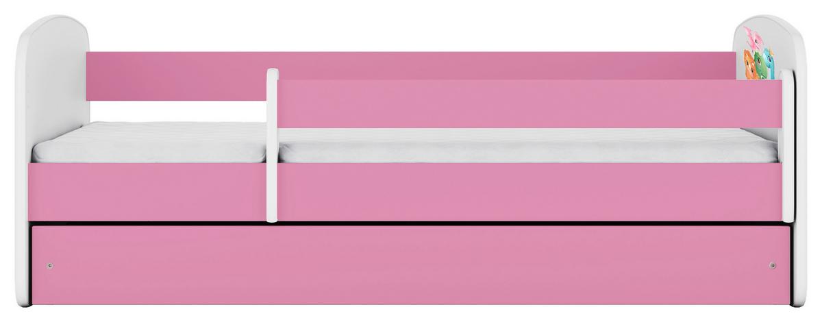Otroška Postelja Babydreams, Bela, Roza, 80x160cm - pink/bela, Moderno, tekstil/leseni material (80/160cm) - MID.YOU