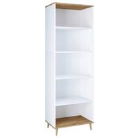Regal Landos, Bela, Hrast - barve hrasta/bela, Moderno, leseni material (60/184/31cm) - MID.YOU