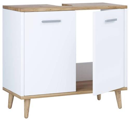 Waschbeckenunterschrank Landos Weiß/Honigeiche - Honigeiche/Weiß, MODERN, Holzwerkstoff/Kunststoff (60/56/28cm) - MID.YOU