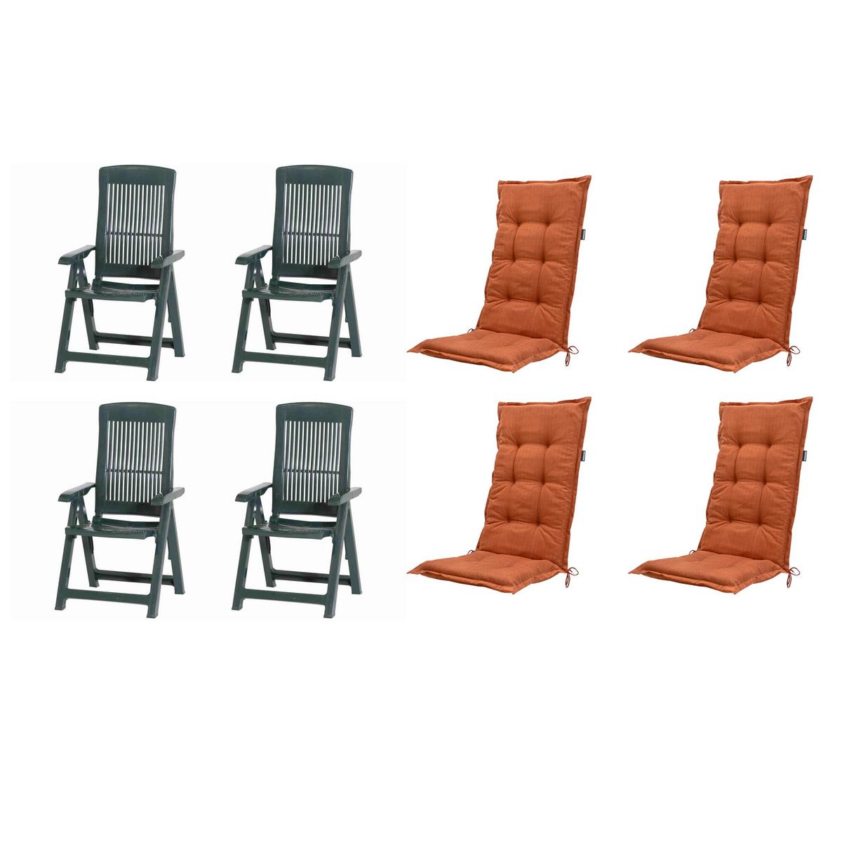 GARTENSTUHL-SET TAMPA+AUFLAGEN SET - Terracotta/Grün, MODERN, Kunststoff/Textil (44/111/50cm) - Gardenson