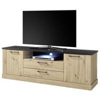 Tv-element Morel, Barva Hrasta, Črna - črna/barve hrasta, Romantika, umetna masa/leseni material (180/61/45cm) - Mömax