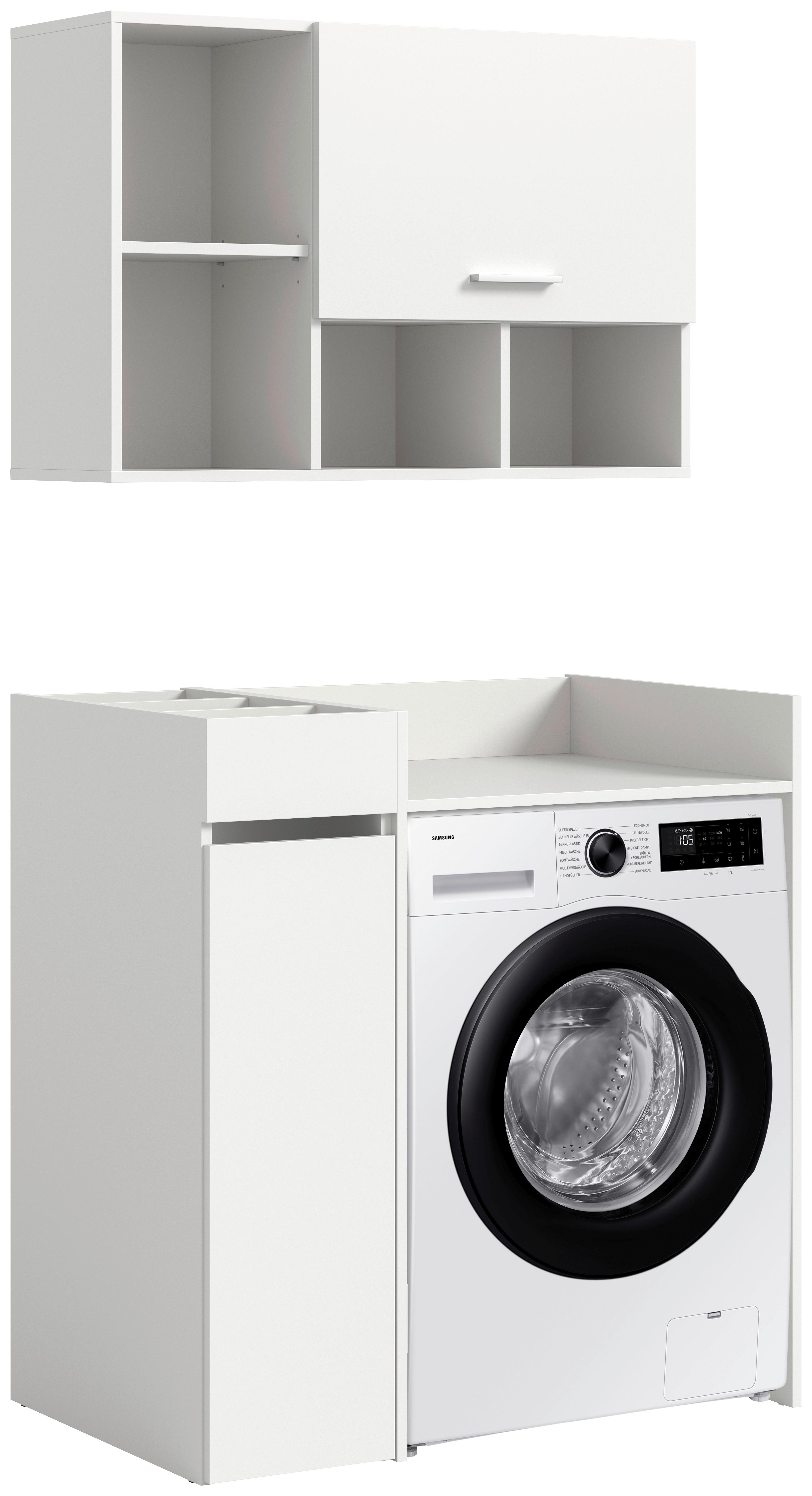 Waschmaschinenschrank Free Weiß - Weiß, Basics, Holzwerkstoff/Kunststoff (95/195/60cm) - MID.YOU