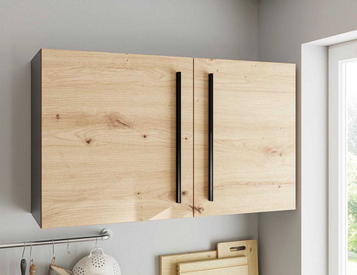 Küchenblock Jazz mit Geräten ca.280cm Eiche/Anthrazit - Anthrazit/Schwarz, LIFESTYLE, Holzwerkstoff/Kunststoff (280cm) - P & B