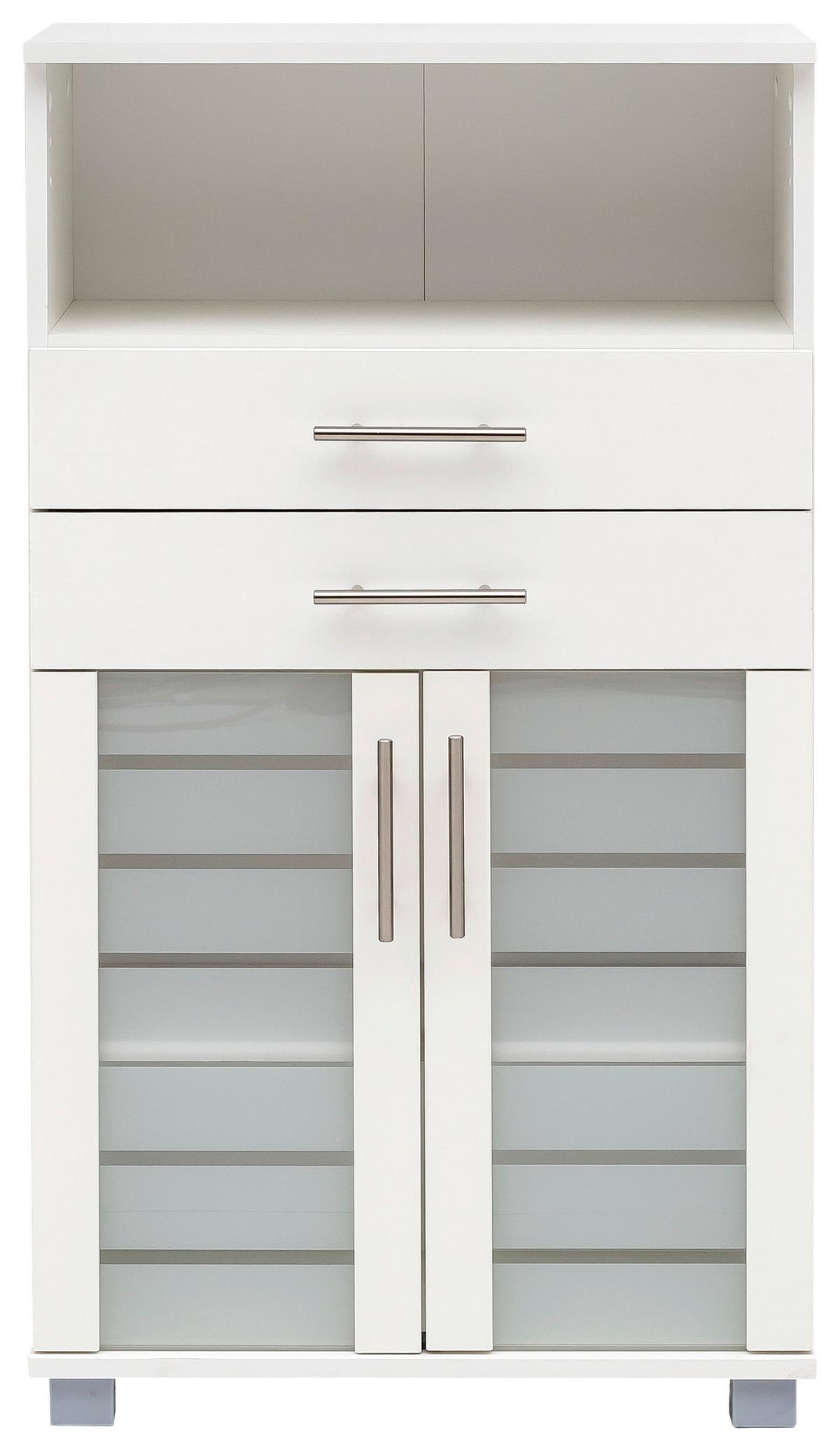 Midischrank Niko Weiß - Edelstahlfarben/Silberfarben, MODERN, Glas/Holzwerkstoff (59,8/110,5/32,6cm) - MID.YOU