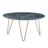Klubska Miza Marble, Marmor, Zelena - zlate barve/zelena, Design, kamen/kovina (70/70/35cm) - Livetastic