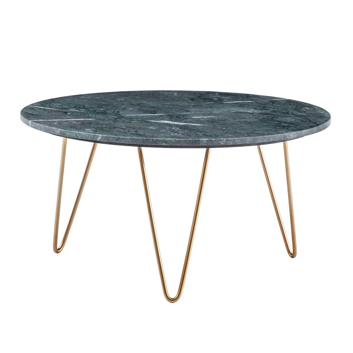 Klubska Miza Marble, Marmor, Zelena - zlate barve/zelena, Design, kamen/kovina (70/70/35cm) - Livetastic