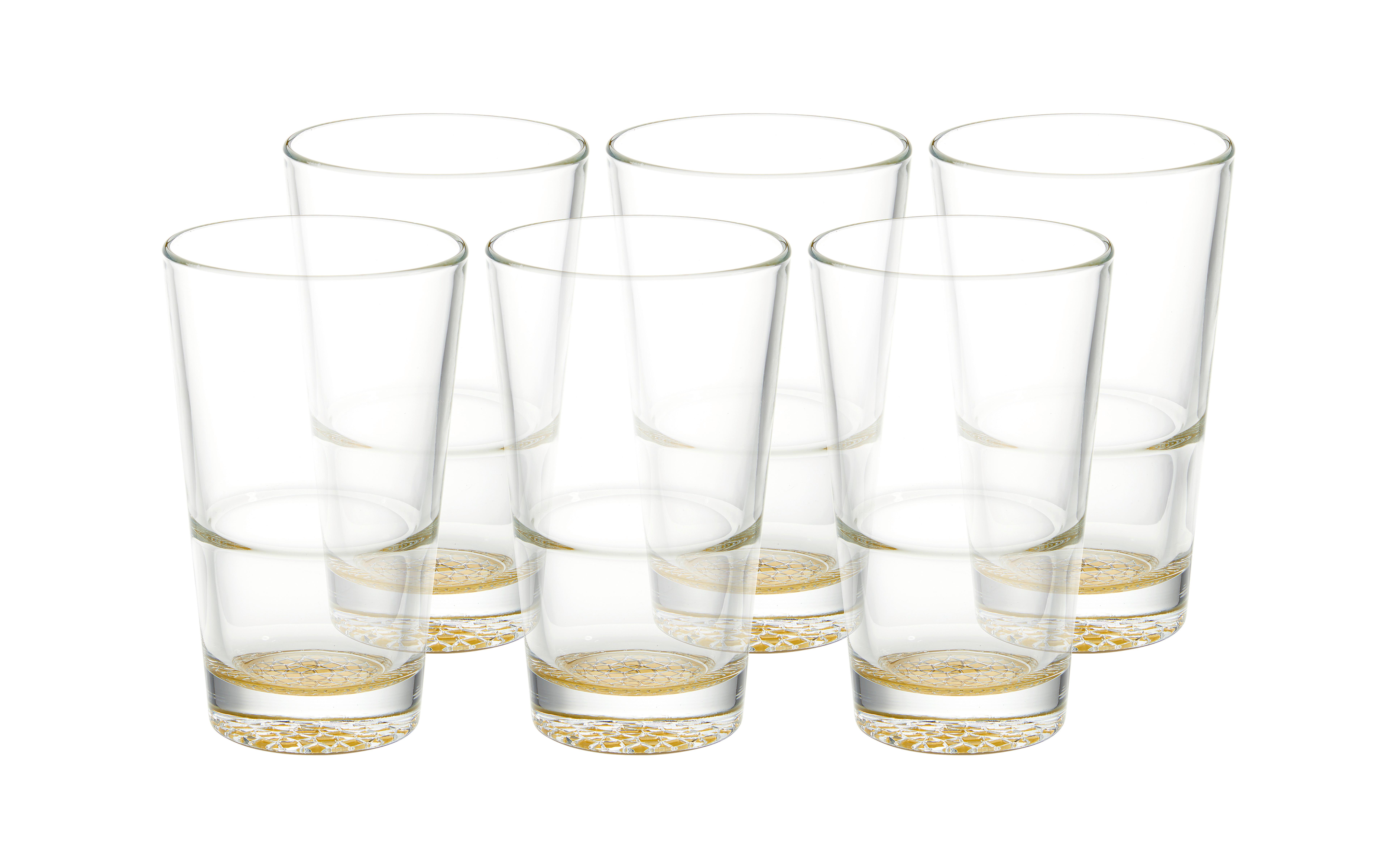 KOMPLET SZKŁA STOŁOWEGO AGNETO - kolor złoty, Modern, szkło (420ml) - Bessagi Home