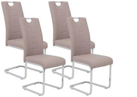 Schwingstuhl Ruby Grau gepolstert 4er-Set - Chromfarben/Weiß, MODERN, Textil/Metall (44/104/57,5cm) - MID.YOU