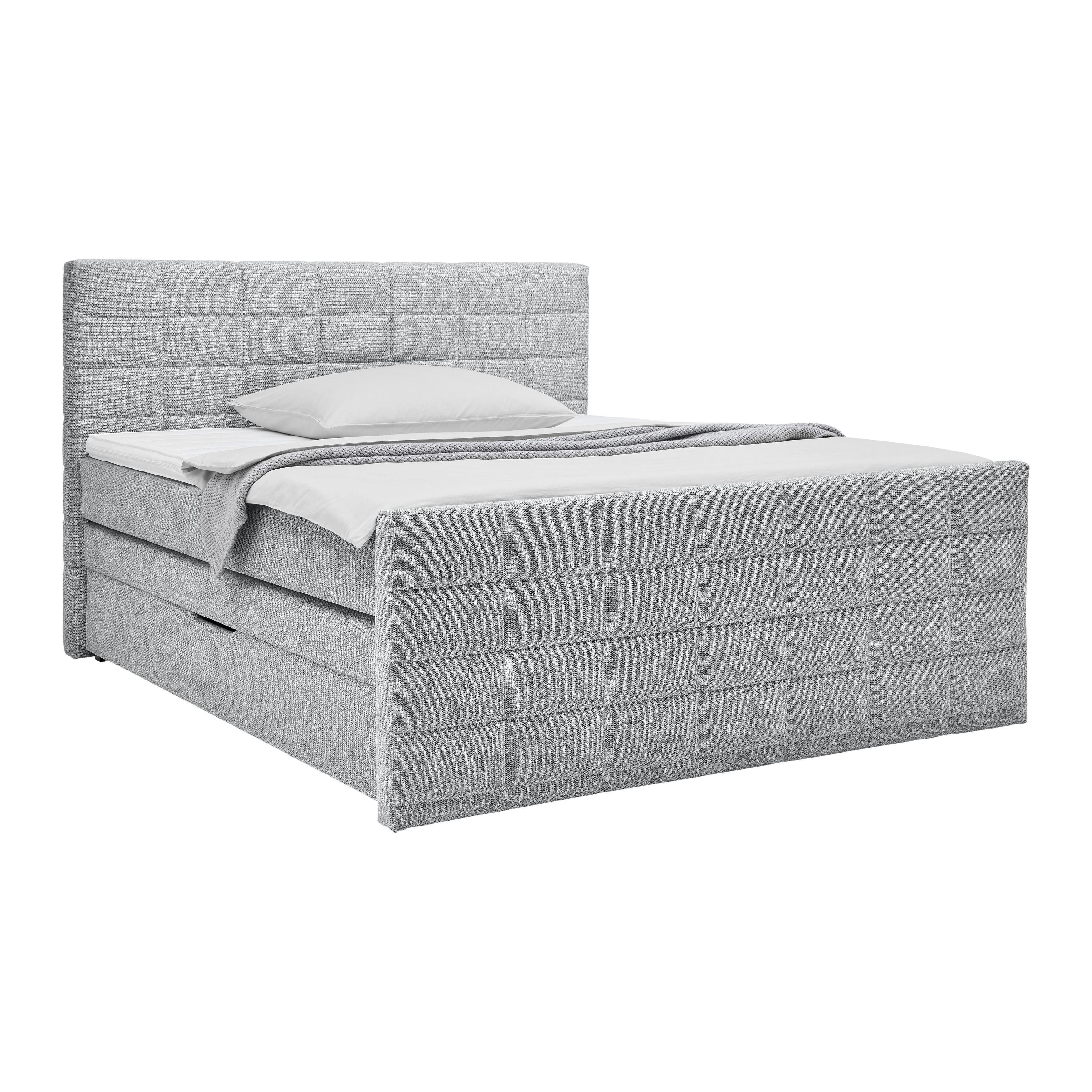 Boxspringbett Damon in Grau ca. 180x200cm - Schwarz/Grau, KONVENTIONELL, Kunststoff/Textil (180/200cm) - Mömax