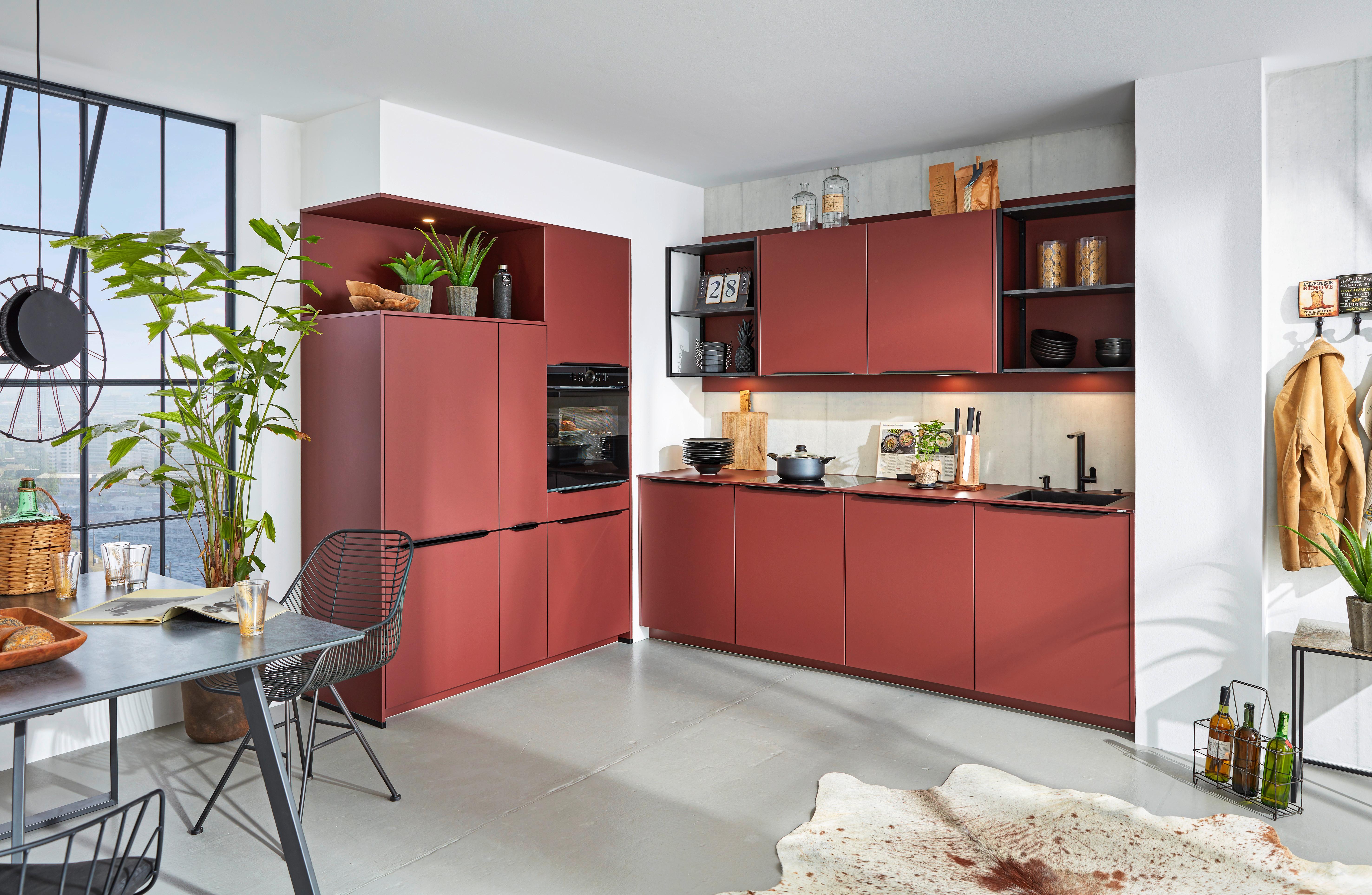 Kuhinja Easytouch - boje hrđe/boje škriljevca, Moderno, staklo/drvni materijal (153/243cm) - Nobilia