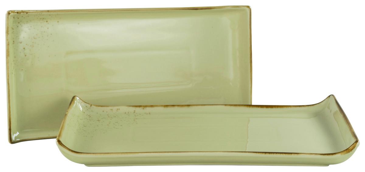 Set Pladnjev Za Serviranje Earth, 2-Delni - žajbljevo zelena, Trend, keramika (16,5/33cm) - Creatable