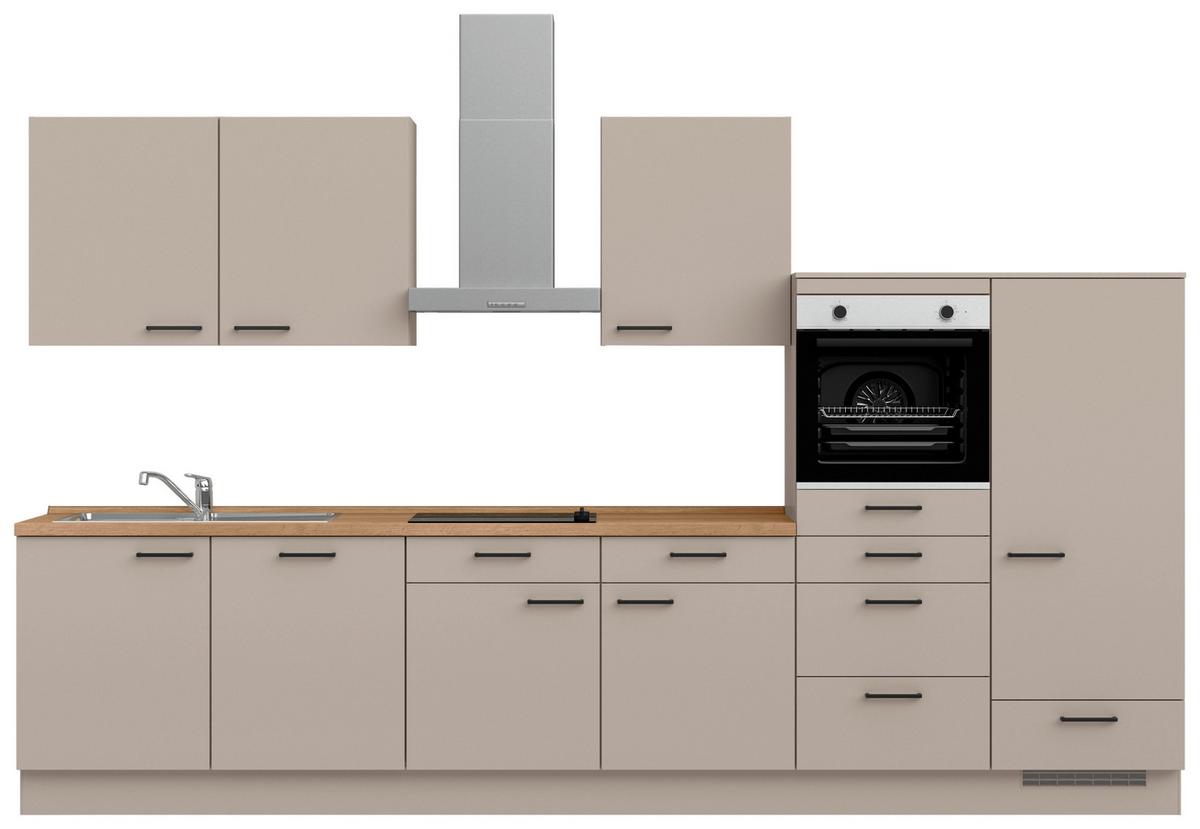 Küchenleerblock Easytouch Low o. Geräte Sandfarben - Sandfarben/Eichefarben, MODERN, Holzwerkstoff/Metall (360cm) - Nobilia