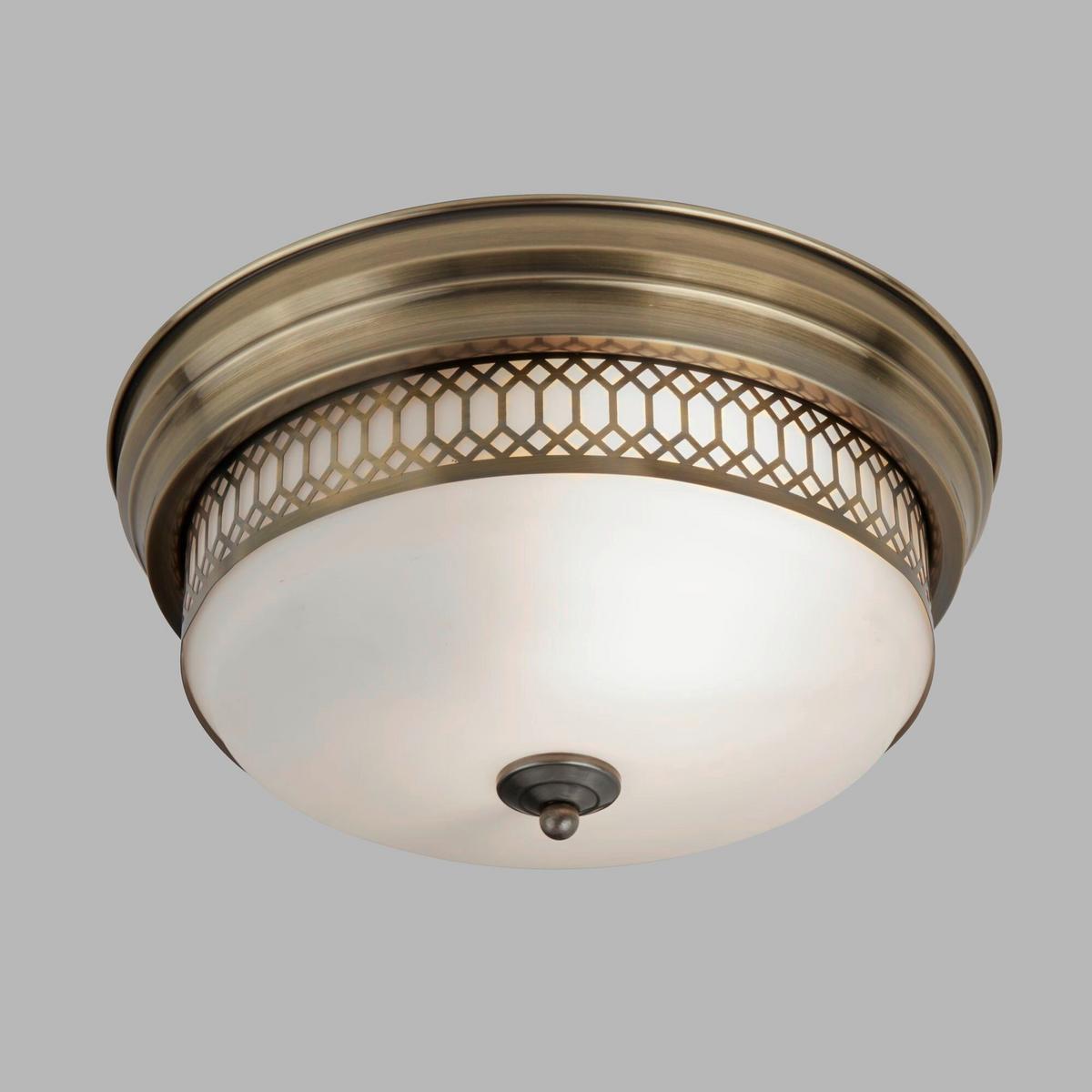 Mennyezeti Lámpa 4132-2ab - sárgarézszínű/fehér, Konventionell, üveg/fém (35/16cm)