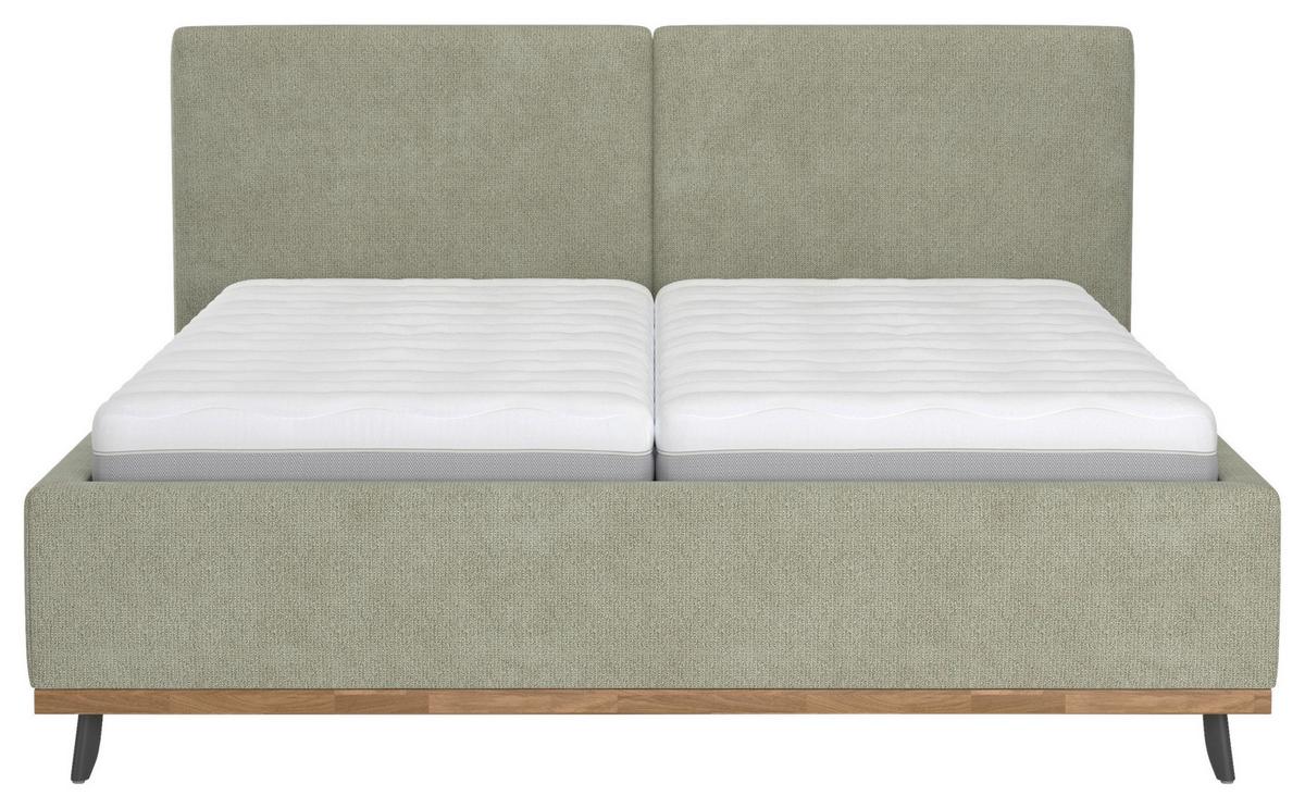 Bett Emily Grün ca. 180x200cm - Schwarz/Grün, KONVENTIONELL, Holzwerkstoff/Textil (180/200cm) - Premium Living
