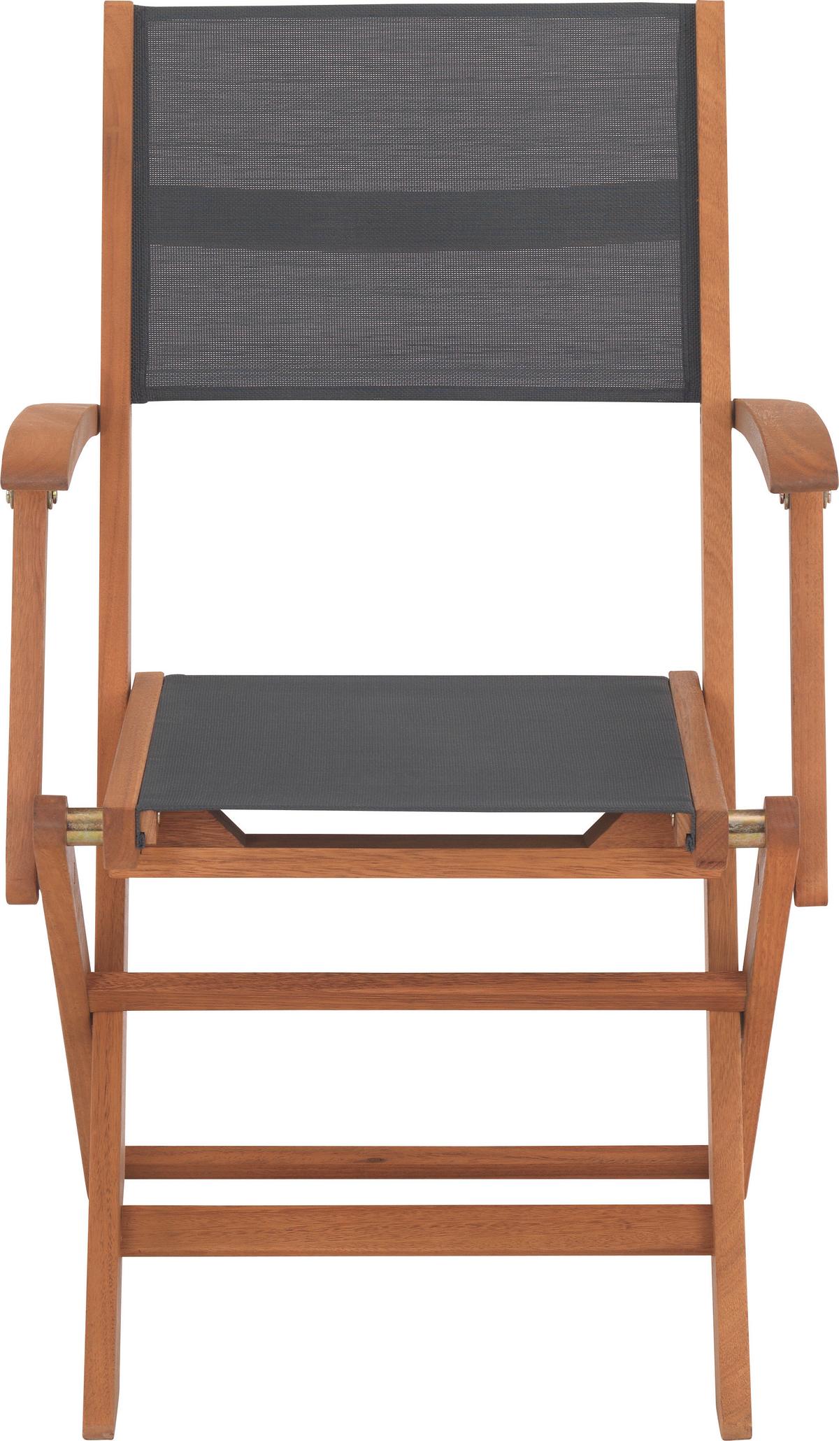 SKŁADANY FOTEL OGRODOWY RIED AL - kolor naturalny/szary, Romantik / Landhaus, drewno/tkanina (56/90/58cm) - Ambia Garden