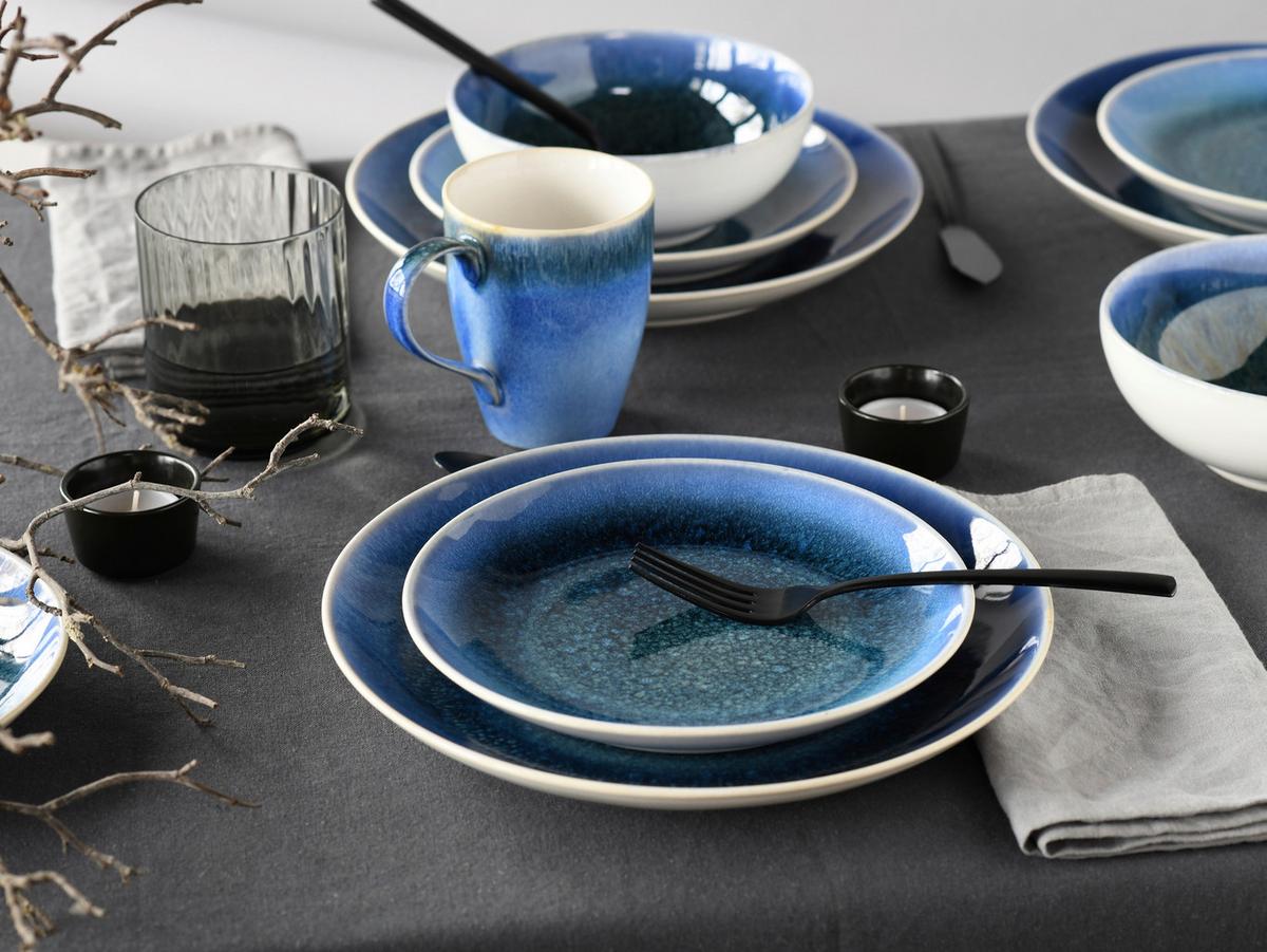 Kombinirani Servis Caldera Blau, 16-Delni - modra/bela, Basics, keramika - Creatable