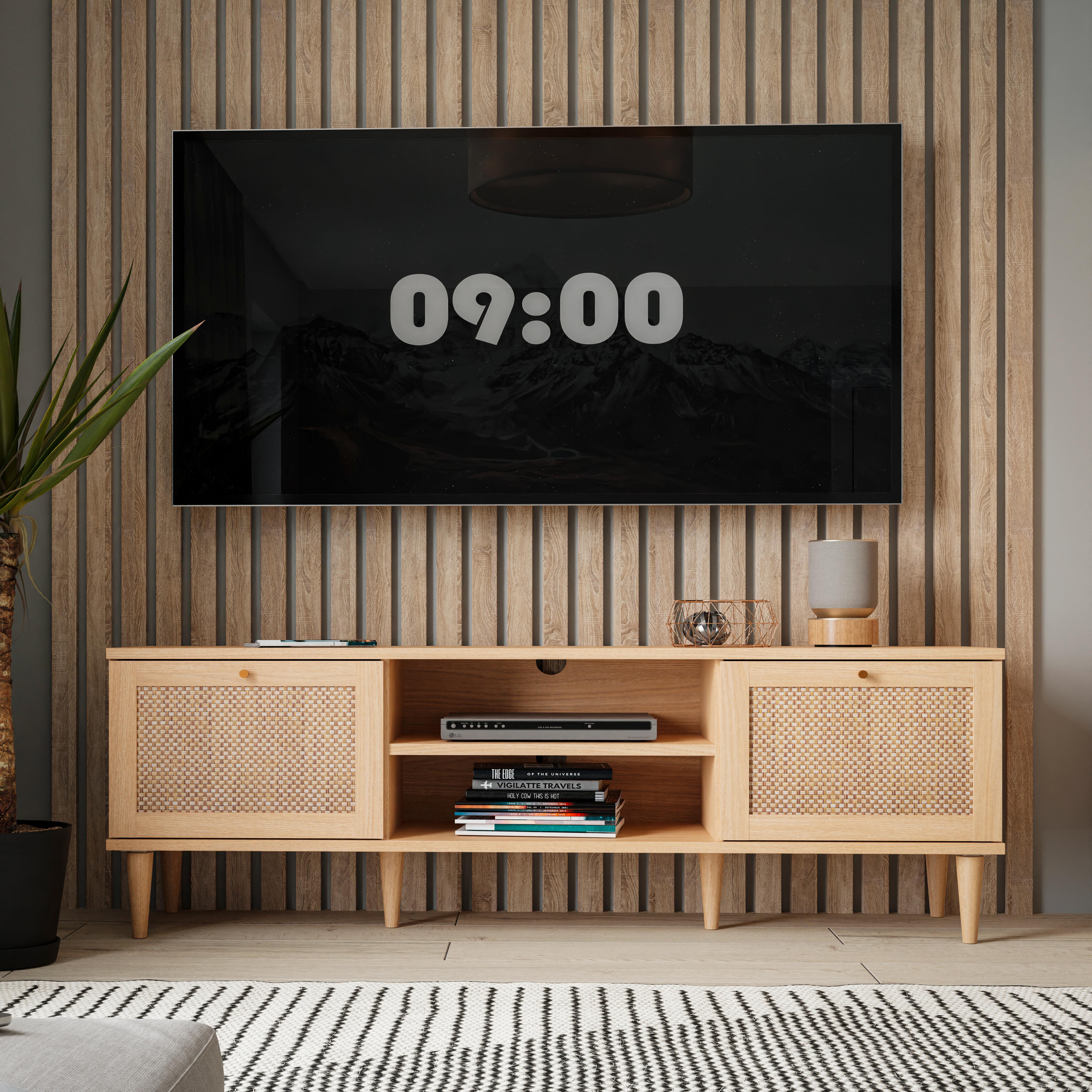 Tv Komoda Calasetta - boje hrasta/zlatne boje, Natur, drvni materijal/metal (159,8/57,8/41,4cm) - Premium Living
