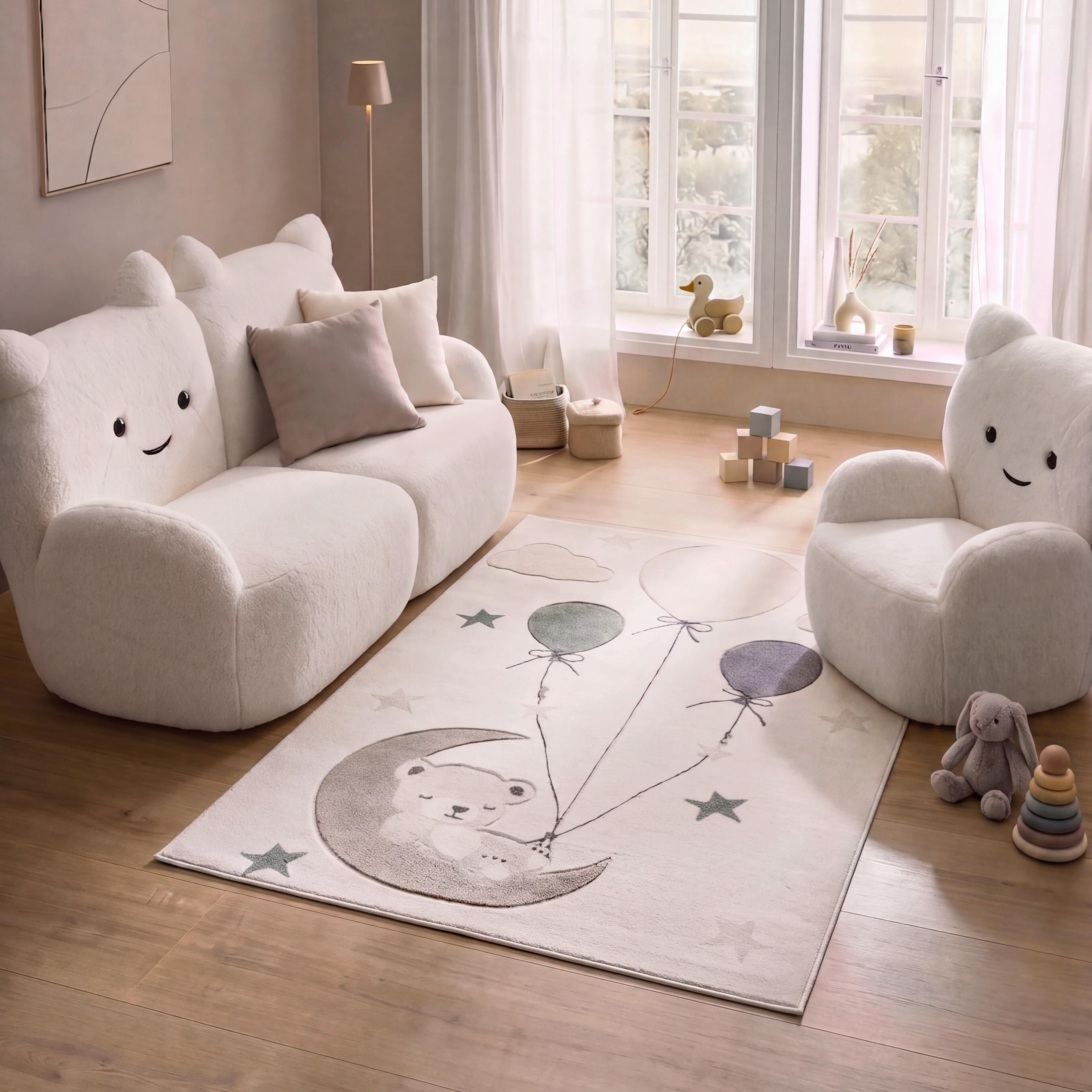 VÄVD MATTA BALLOON - cremefärgad, Klassisk, textil (120/170cm) - Mömax