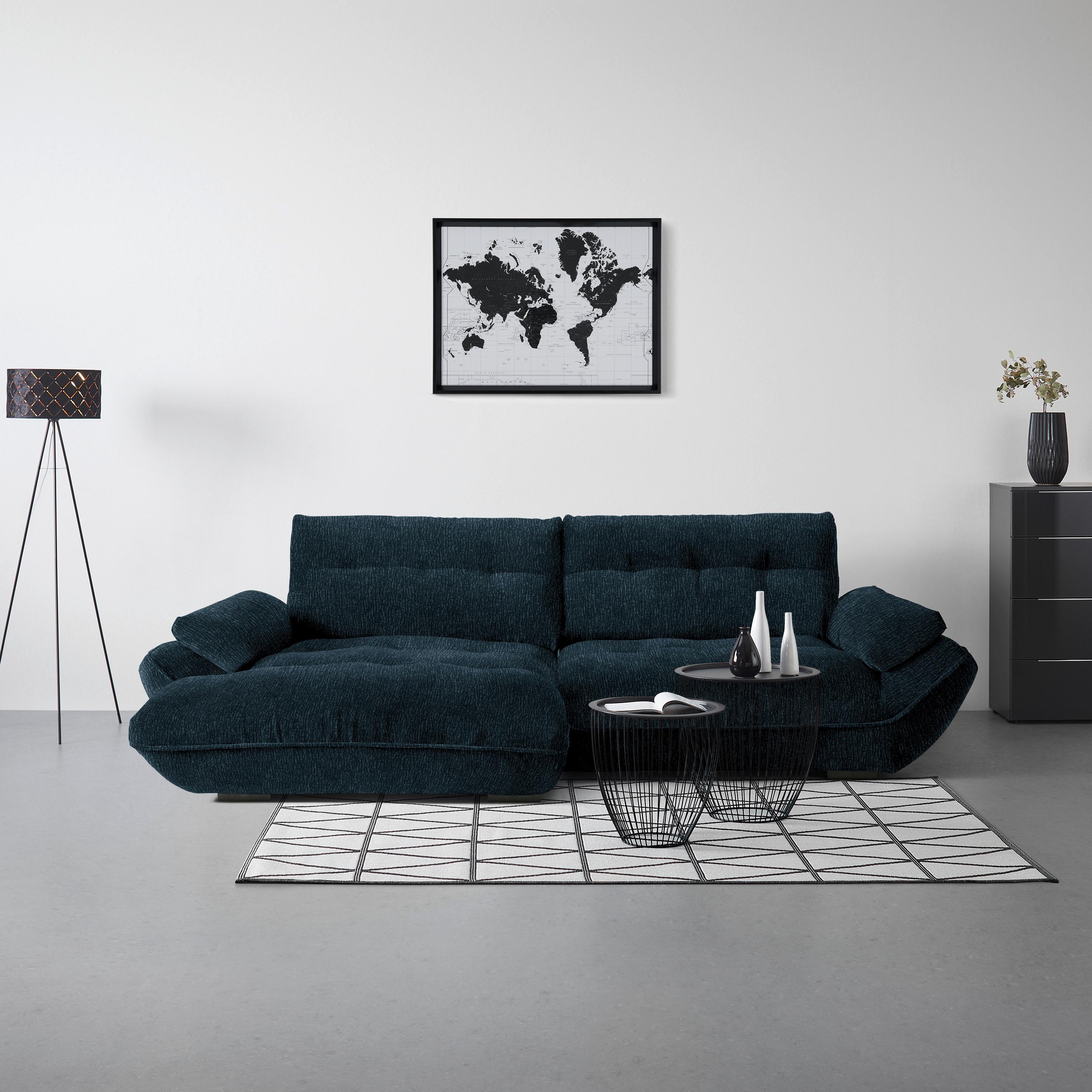 Wohnlandschaft Vivo Royalblau - Royalblau/Schwarz, MODERN, Kunststoff/Textil (179/63/317cm) - Premium Living
