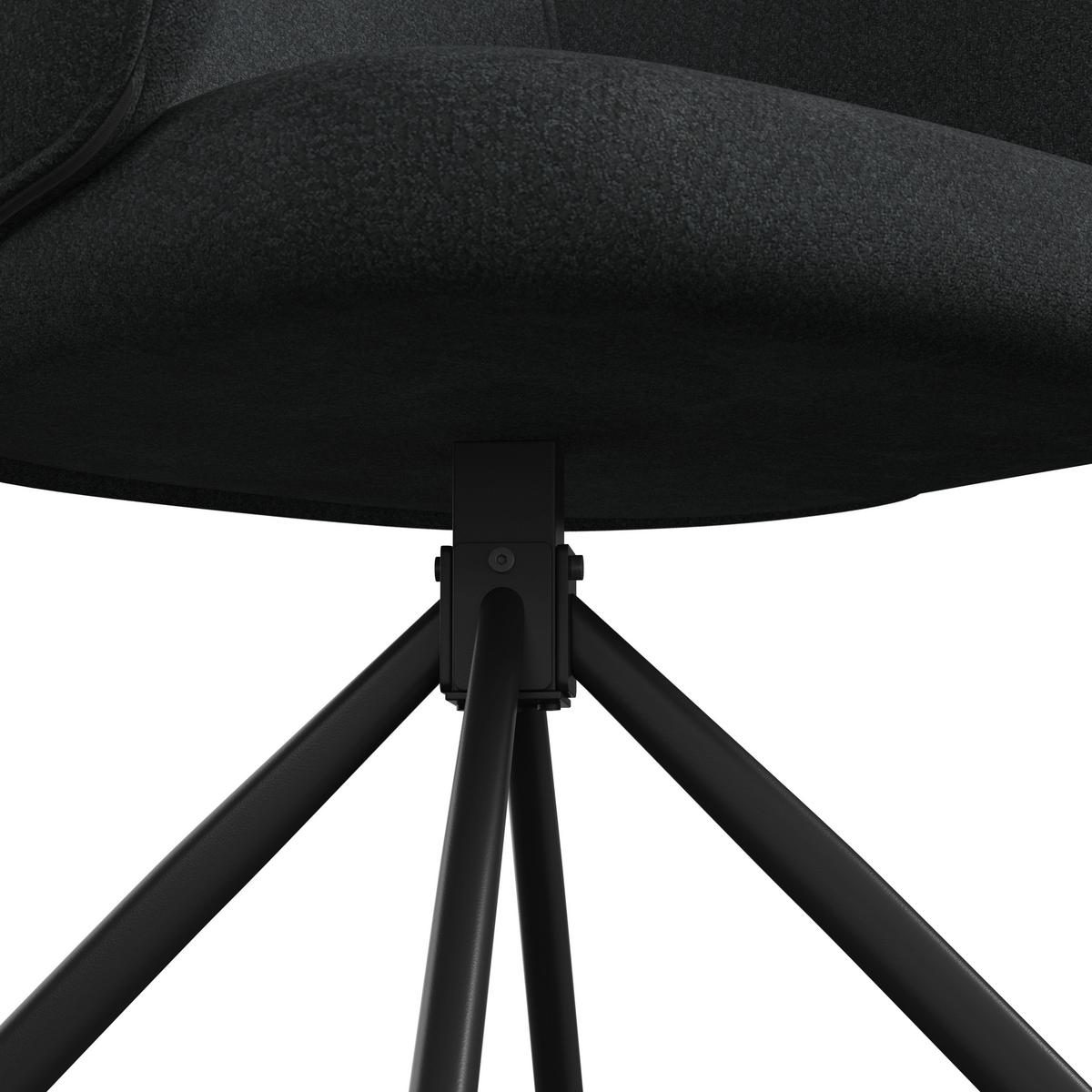 Armlehnstuhl Liora Schwarz Webstoff Drehbar Gepolstert - Schwarz, MODERN, Textil/Metall (58/84/61cm) - Bessagi Home