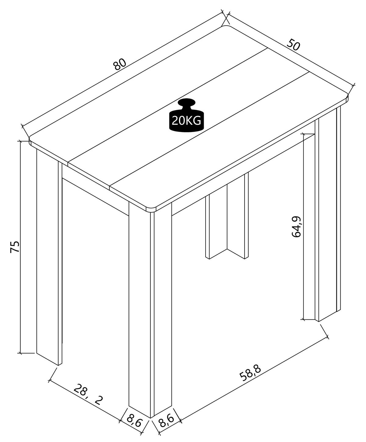 Esstisch Vcm Esstisch "disalo" 80x50 - Honigeiche/Weiss, Modern, Holzwerkstoff (80/50/75cm) - MID.YOU