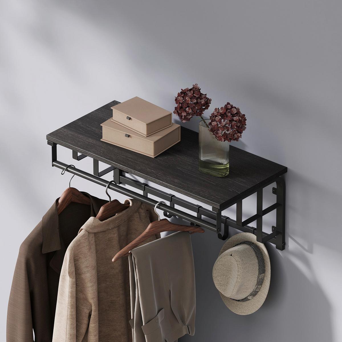 WANDGARDEROBE COAT RACK - Dunkelbraun/Schwarz, MODERN, Holzwerkstoff/Metall (66/27/30cm) - MID.YOU