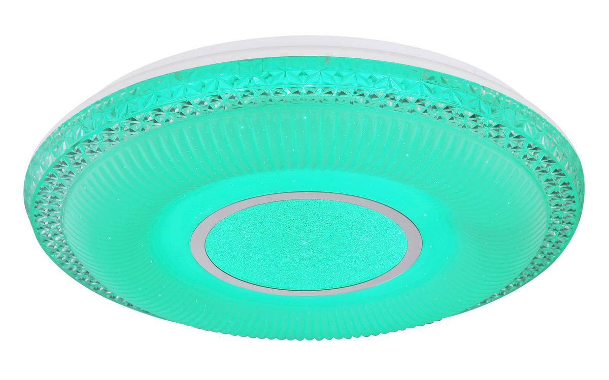 LED-DECKENLEUCHTE 48411-40RGB KLEMENS - Chromfarben/Weiss, Konventionell, Kunststoff/Metall (50/9cm) - Globo