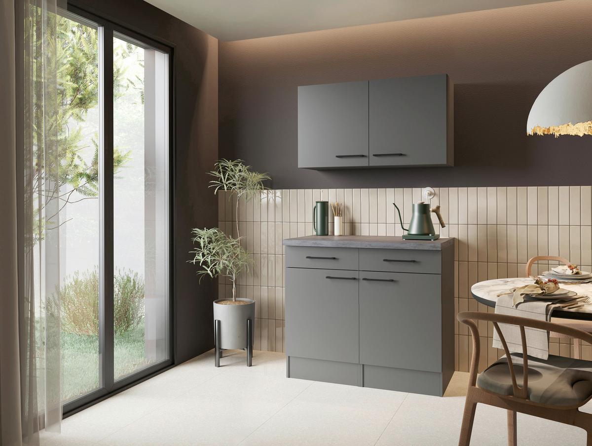 Buffet Oliver Grau - Schwarz/Eiche Artisan, Trend, Holzwerkstoff/Metall (100/200/60cm) - Respekta