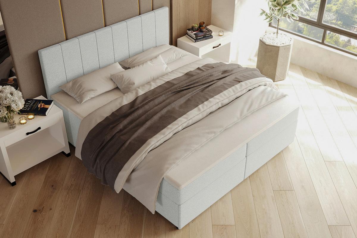 Boxbett Odin Hellgrau ca. 180x200cm - Hellgrau/Schwarz, KONVENTIONELL, Kunststoff/Textil (180/200cm) - Based