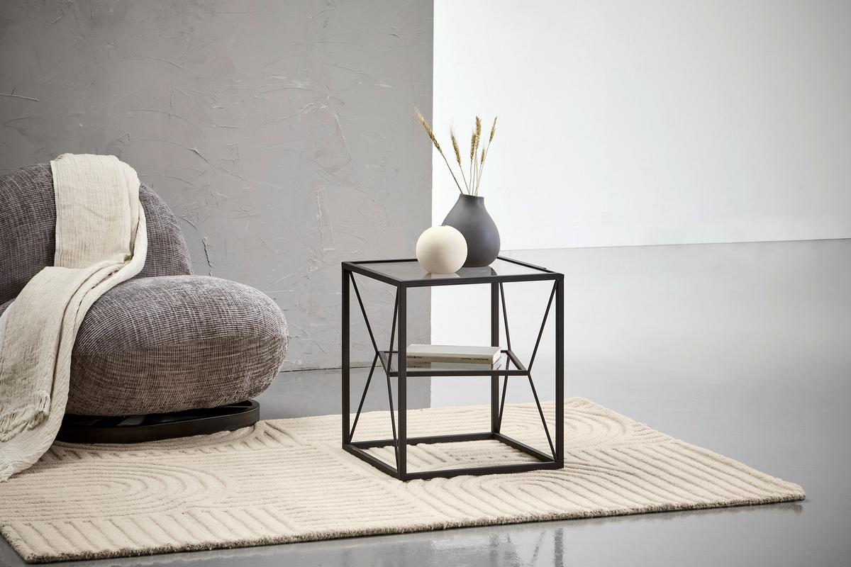 STOLIK BOCZNY DAVID - czarny/szary, Design, metal/szkło (40/40/45cm) - Landscape