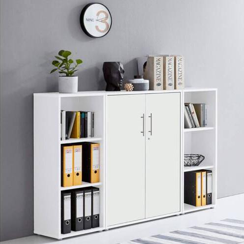 Aktenschrank Office Edition Sw Set 2 niedrig Weiß - Weiß, MODERN, Holzwerkstoff (173/114/33cm) - MID.YOU