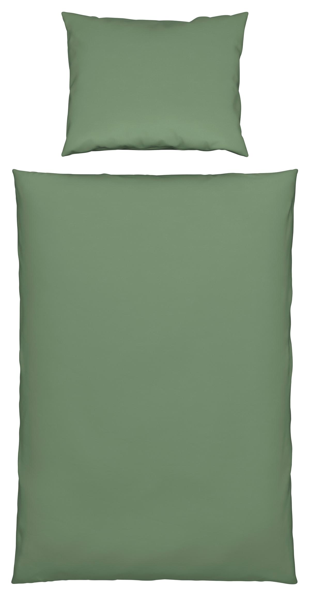 Bettwäsche Stone Washed Uni ca. 140x200cm - Grün, ROMANTIK / LANDHAUS, Textil (140/200cm) - Modern Living