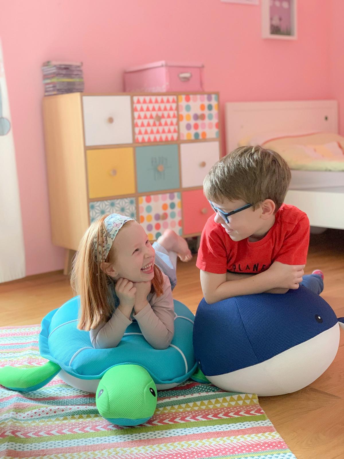 Schwimmtier Wal Blau - Blau, KONVENTIONELL, Textil (50/104/30cm)