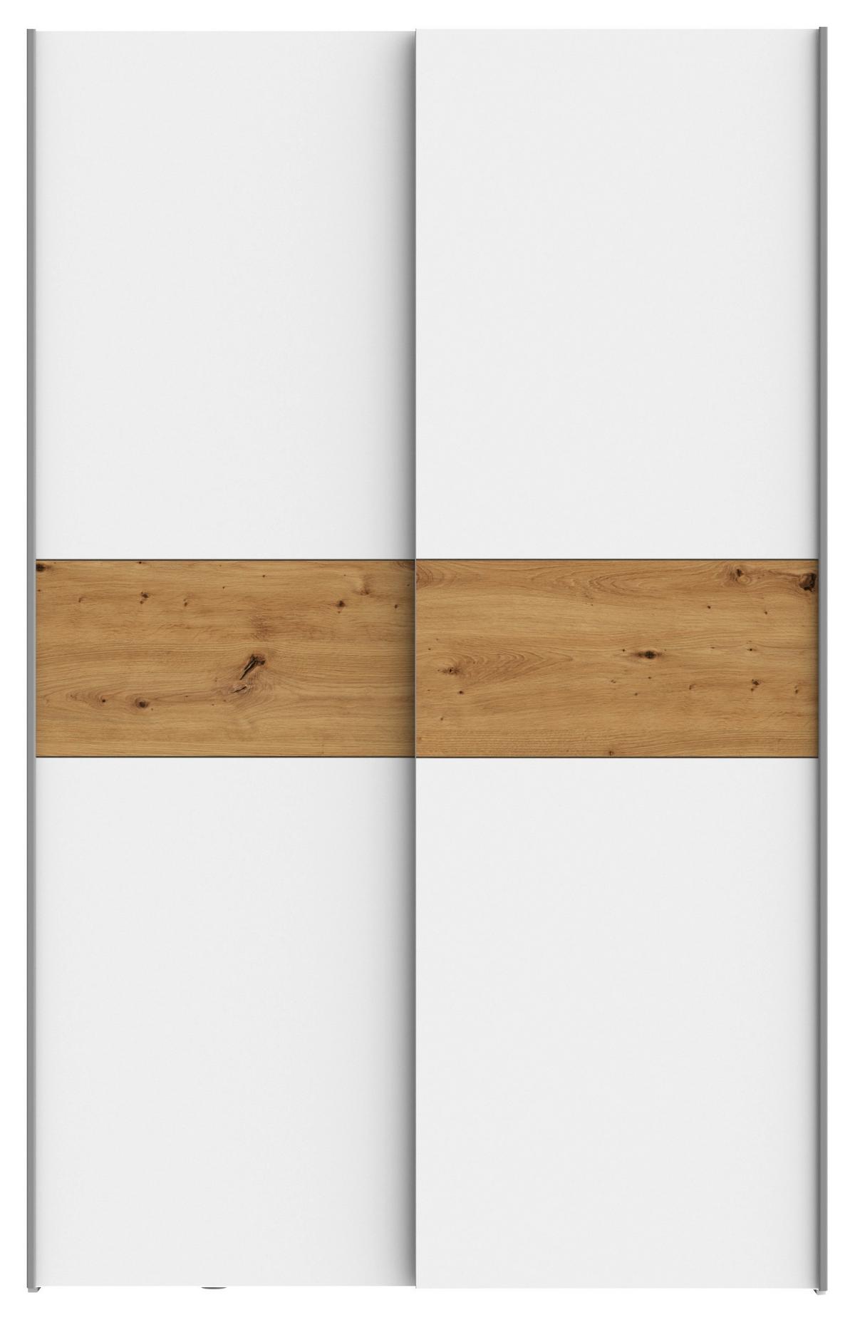 Omara Z Drsnimi Vrati Ohio 2, Bela, Barva Hrasta - barve hrasta/bela, Design, kovina/leseni material (120/190,5/61,2cm) - Ti'me