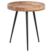Beistelltisch Ava ca.45x50x45cm Mangoholz massiv - Schwarz/Naturfarben, MODERN, Holz/Metall (45/50/45cm) - MID.YOU