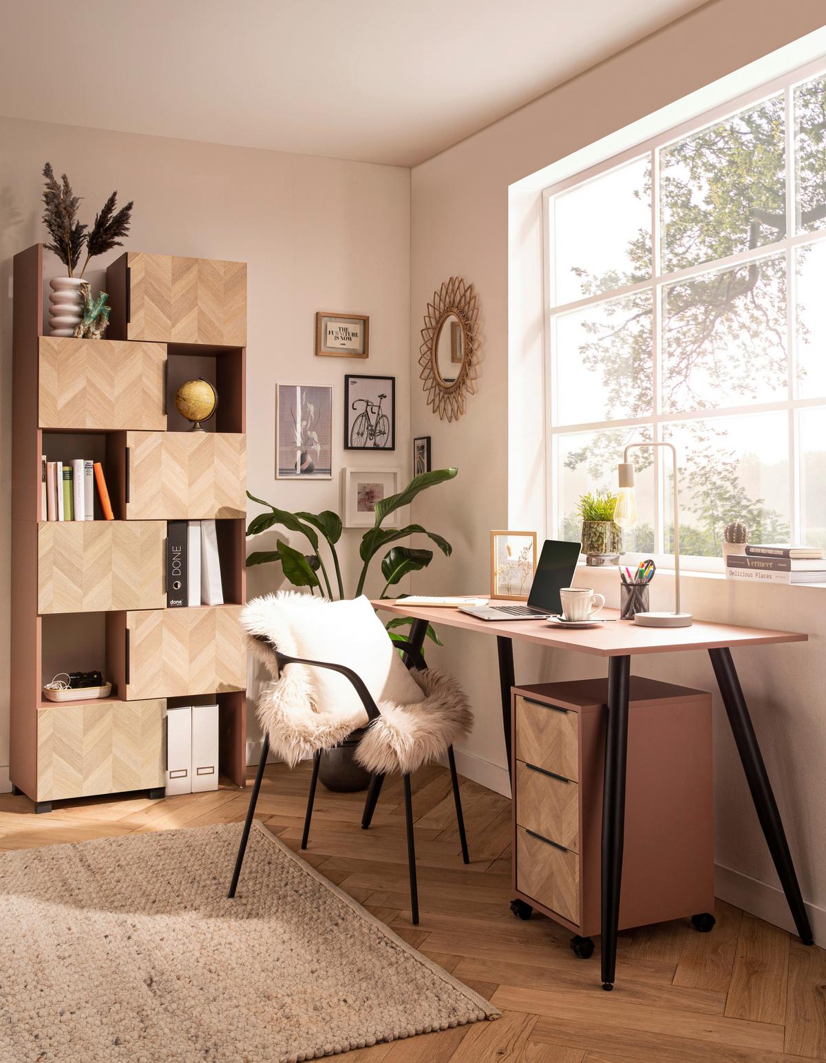 Rollcontainer Piazza Rosa/Eichefarben - Eichefarben/Schwarz, MODERN, Holzwerkstoff/Kunststoff (32,60/59,7/39,10cm) - Mömax