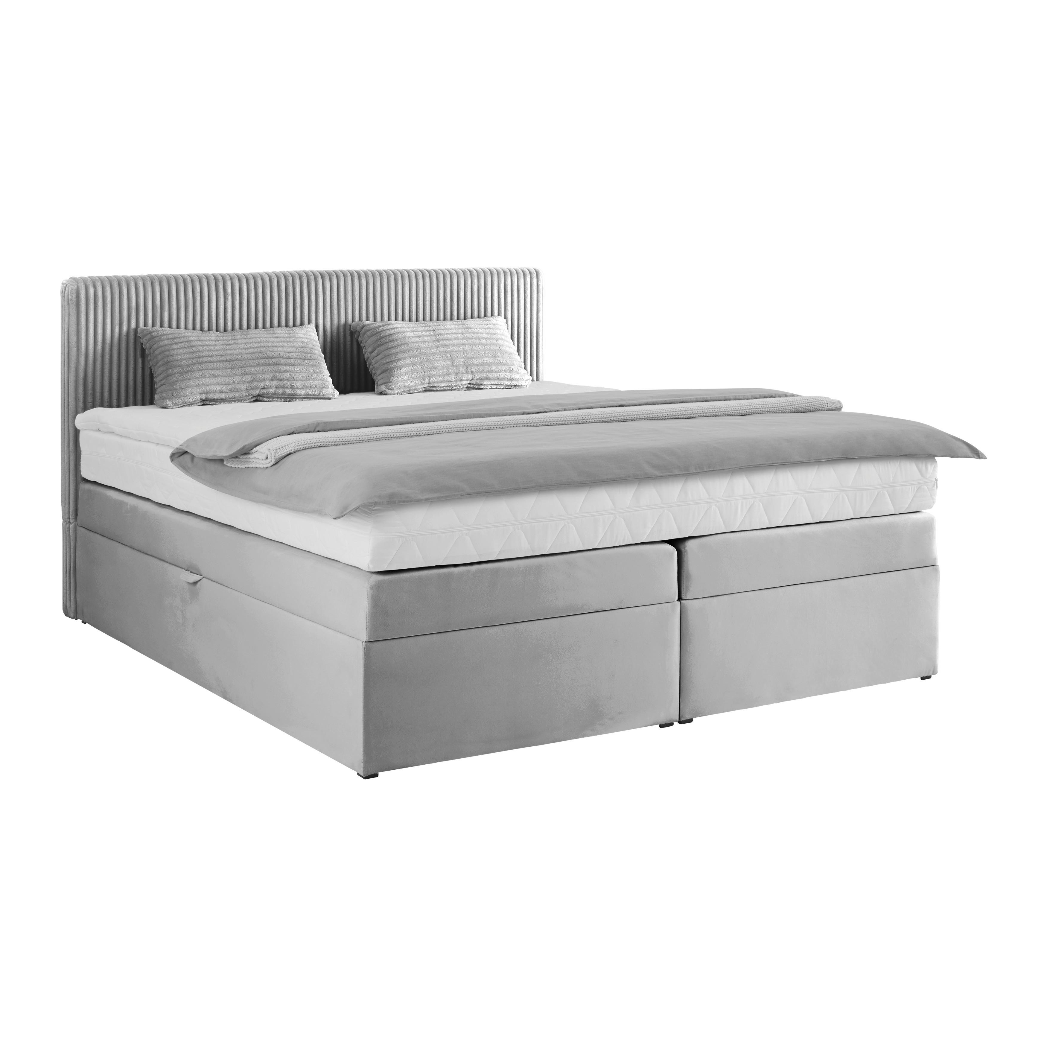 Boxspring Krevet Rossa - siva/crna, Konvencionalno, drvni materijal/tekstil (160/200cm) - Modern Living