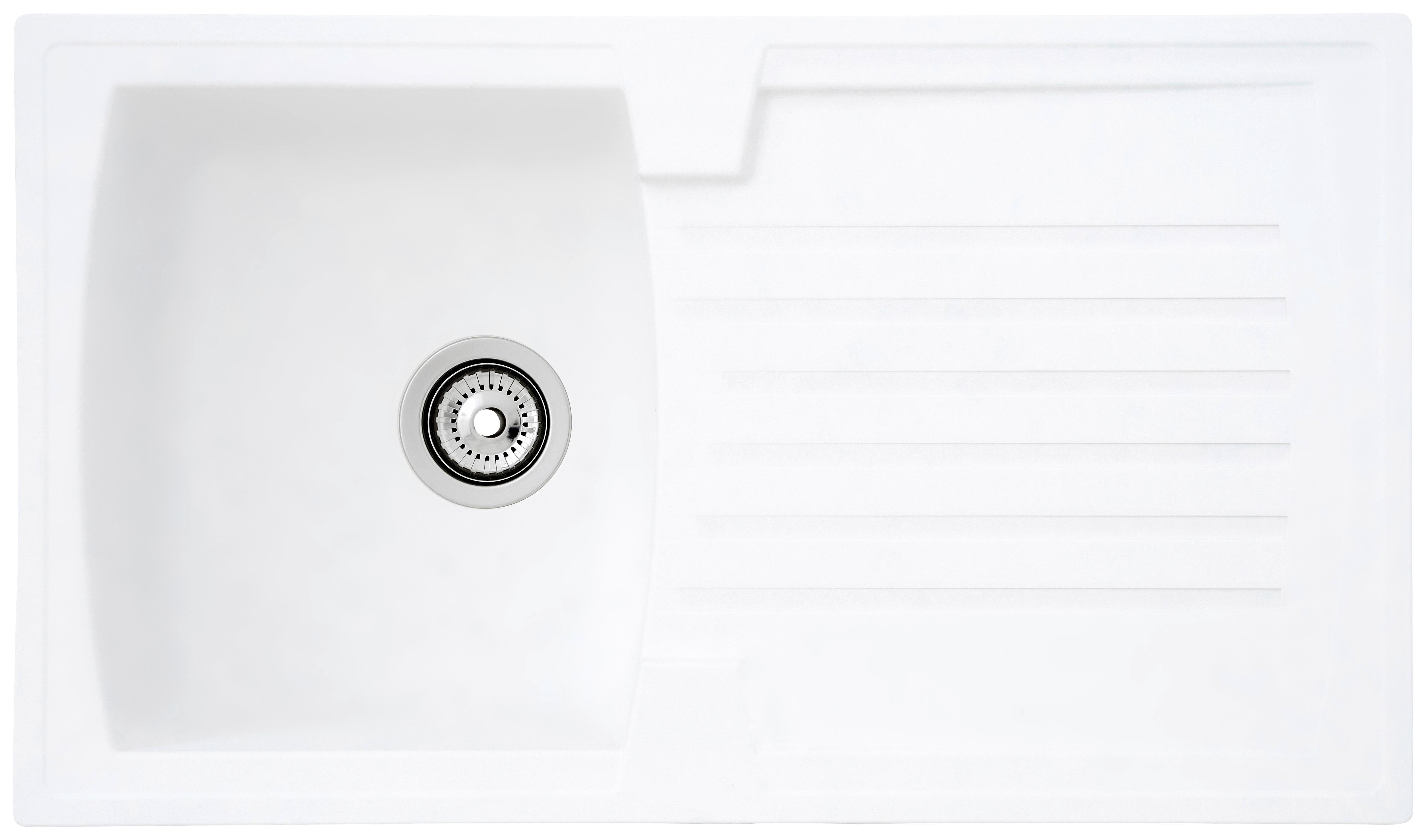 Spüle Boston Weiß Kunststein B: ca. 86 cm - Weiß, Trend, Glas/Kunststoff (86/20/50cm) - Respekta