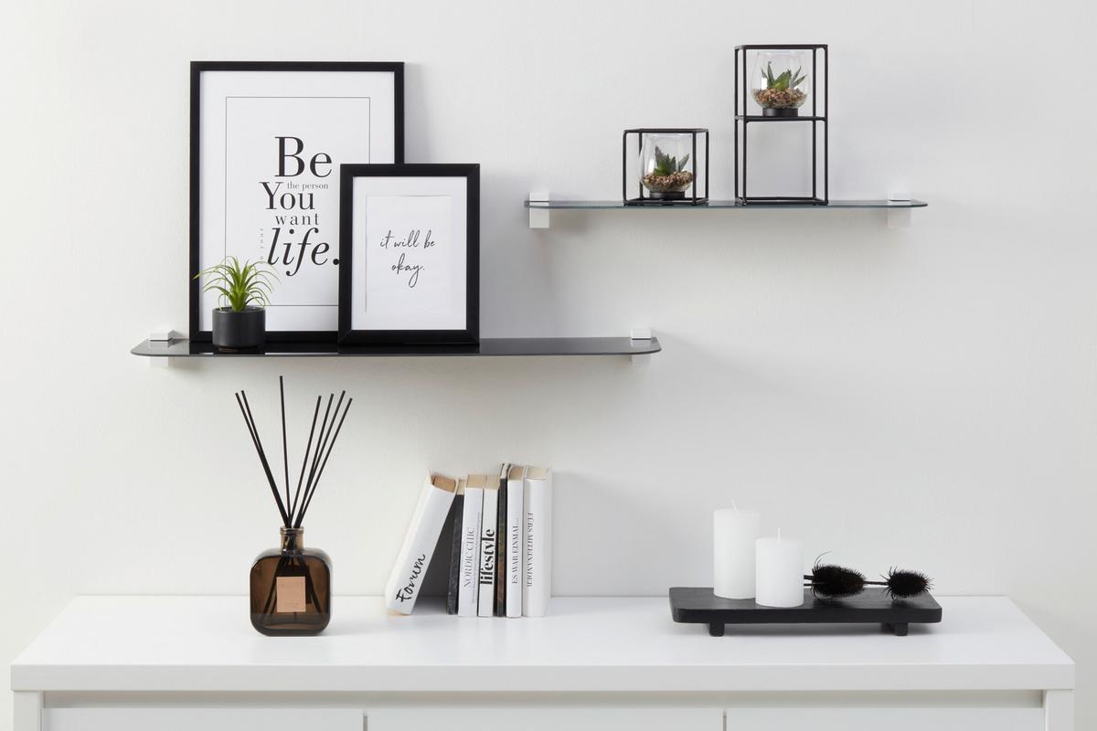 Stenska Polica Gerundet, Kaljeno Steklo, Črna, 60 Cm - črna, steklo (60/0,4/15cm) - Mömax