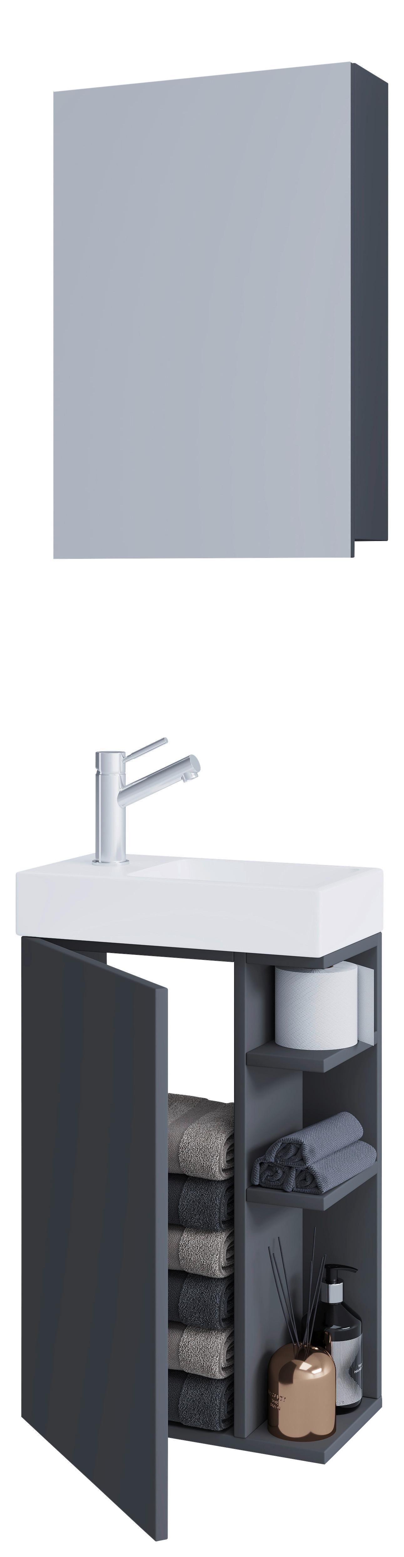 Kopalnica Za Goste Lumia, Antracit - bela/antracit, Moderno, steklo/leseni material (40cm) - MID.YOU