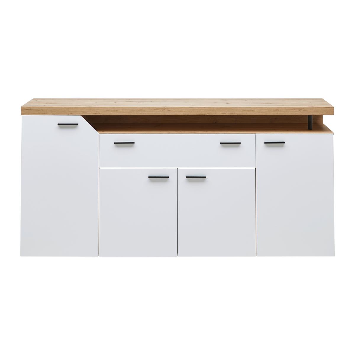 Komoda Nico, Bela, Barva Hrasta - Moderno, umetna masa/leseni material (184/91/40cm) - Mömax